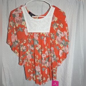 Floral Orange Girls Top Amy Byer Brand
